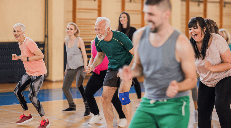 group of people exercising